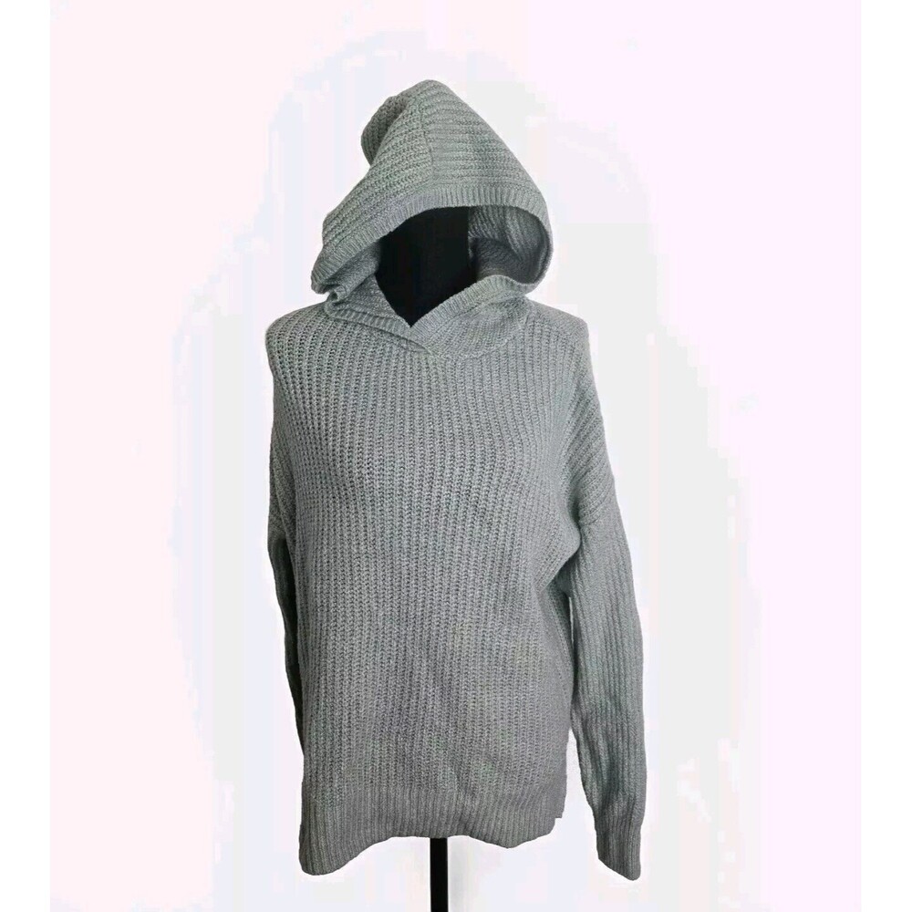 Rachel Zoe Sweater Women Large Hooded Ribbed Green Chunky Slouchy Pullover